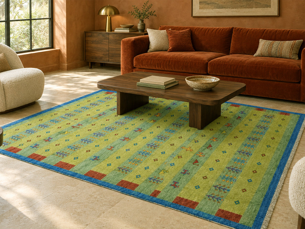 Hand-Knotted Traditional Rug | Tree Life Design in Green