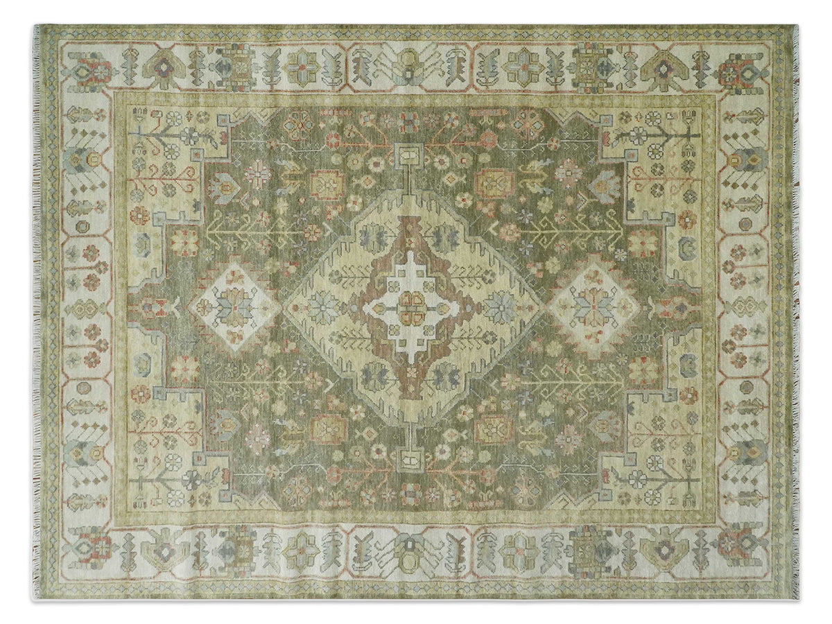 Hand-Knotted Traditional Rug | Serapi Design in Green