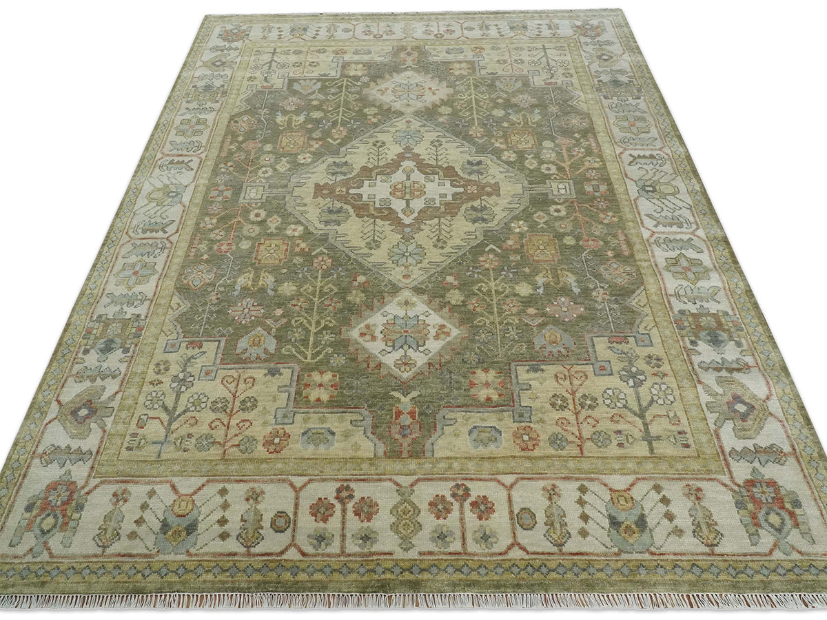 Hand-Knotted Traditional Rug | Serapi Design in Green