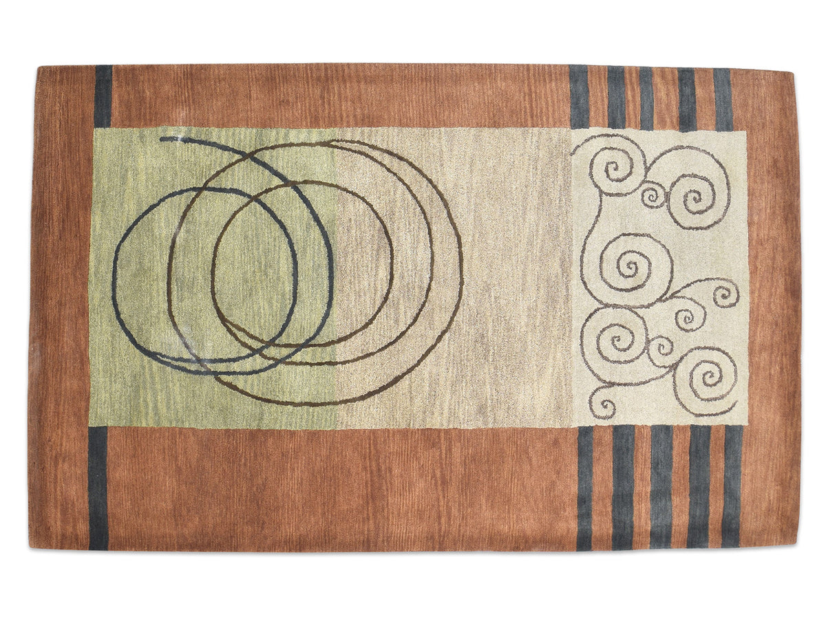 Handmade Scandinavian Rug | Abstract Design in Rust & Beige