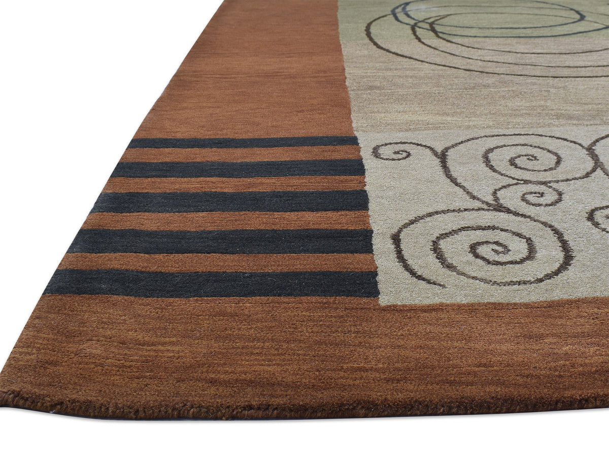 Handmade Scandinavian Rug | Abstract Design in Rust & Beige