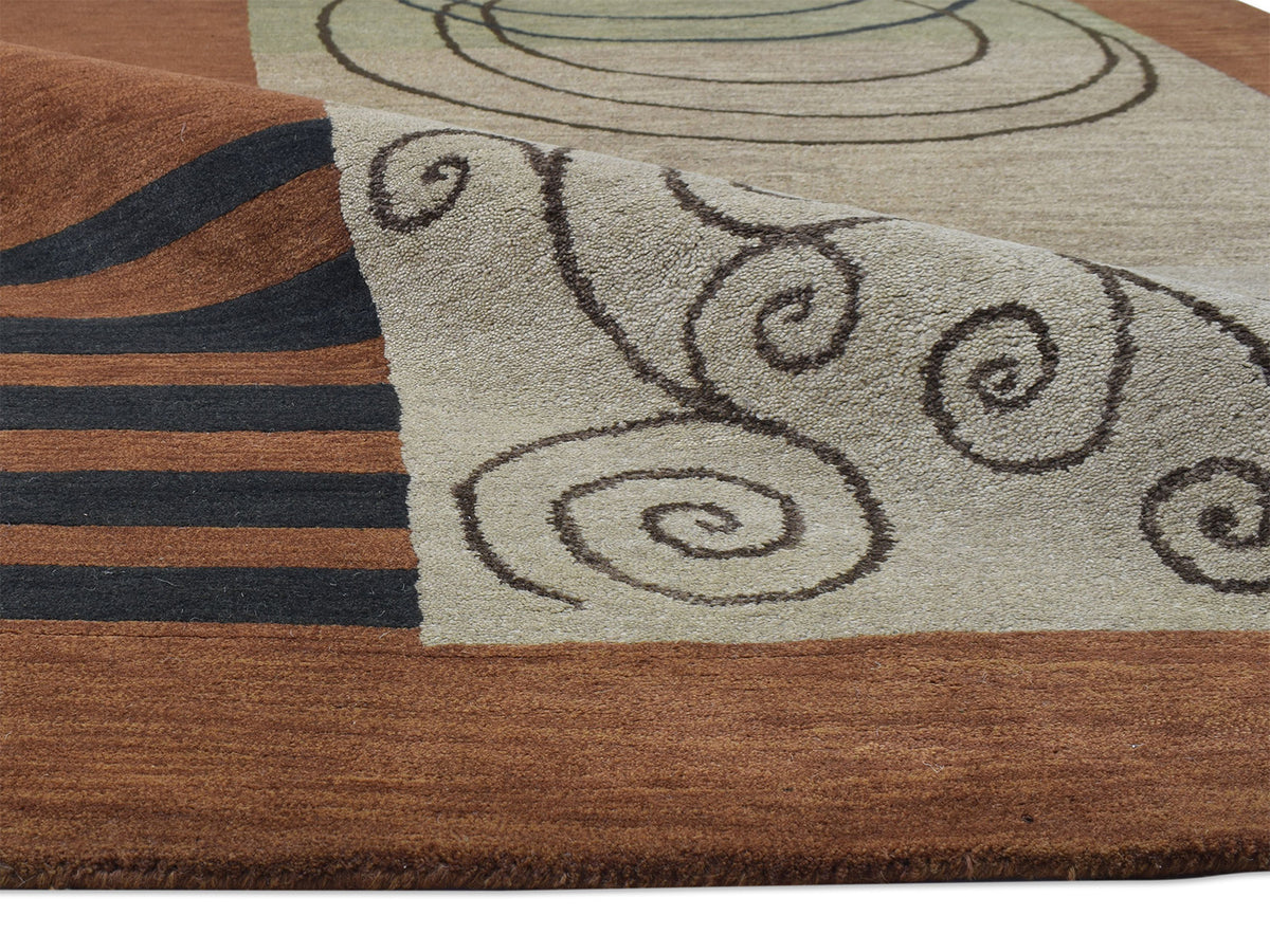 Handmade Scandinavian Rug | Abstract Design in Rust & Beige