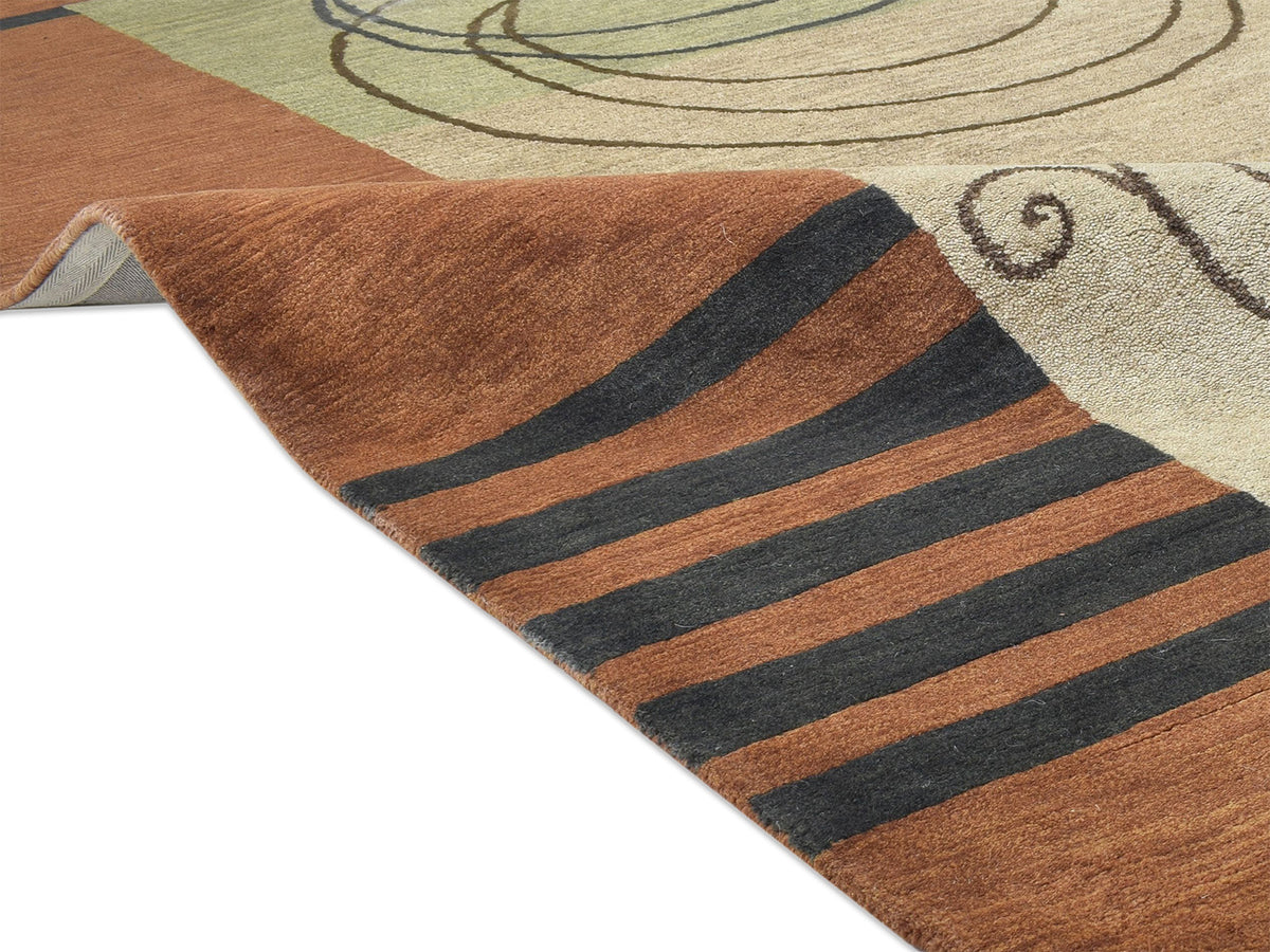Handmade Scandinavian Rug | Abstract Design in Rust & Beige