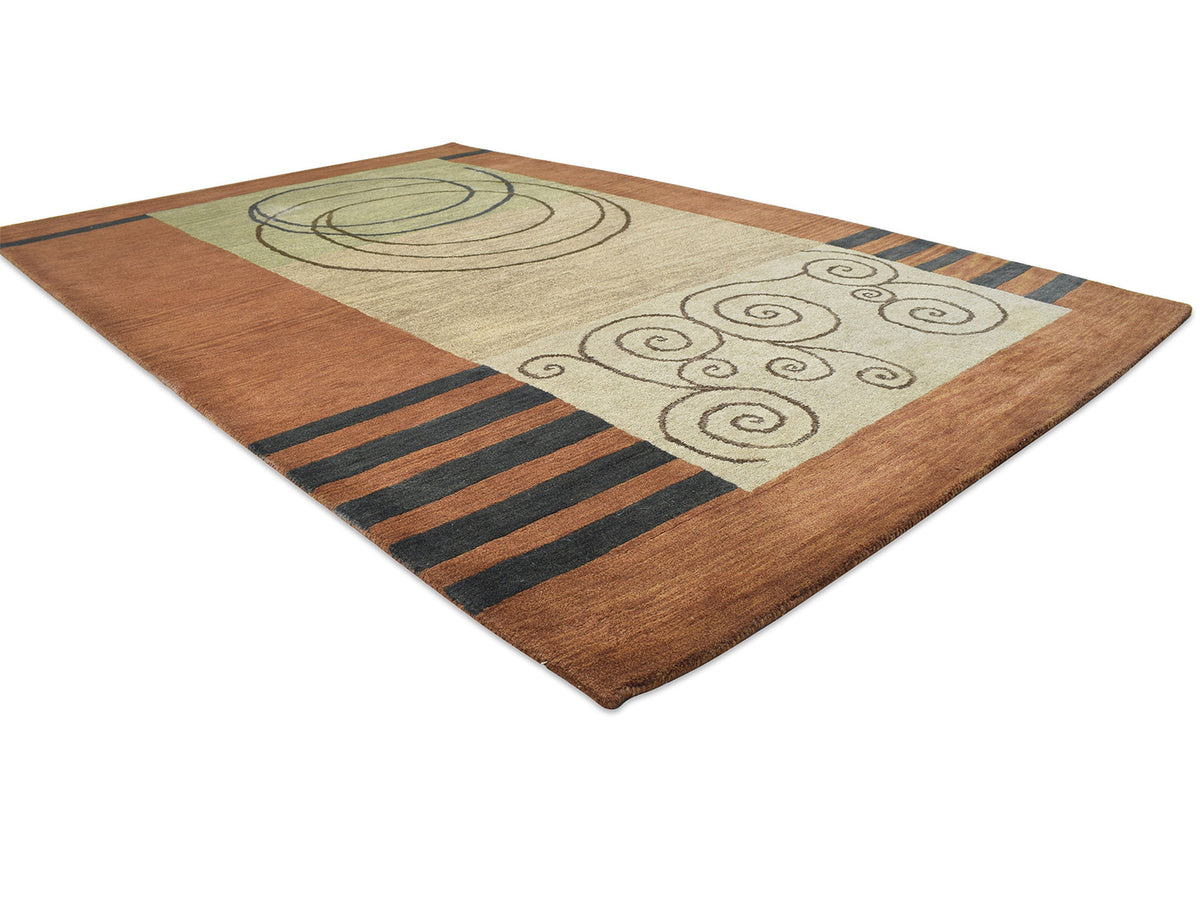 Handmade Scandinavian Rug | Abstract Design in Rust & Beige