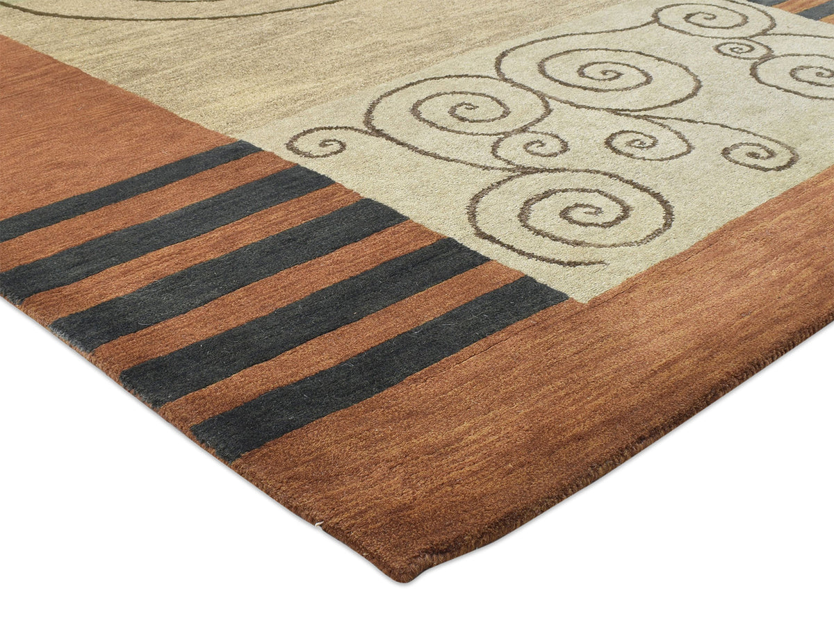Handmade Scandinavian Rug | Abstract Design in Rust & Beige