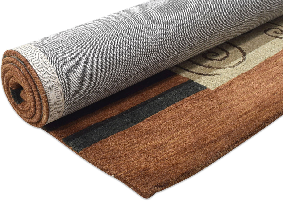 Handmade Scandinavian Rug | Abstract Design in Rust & Beige
