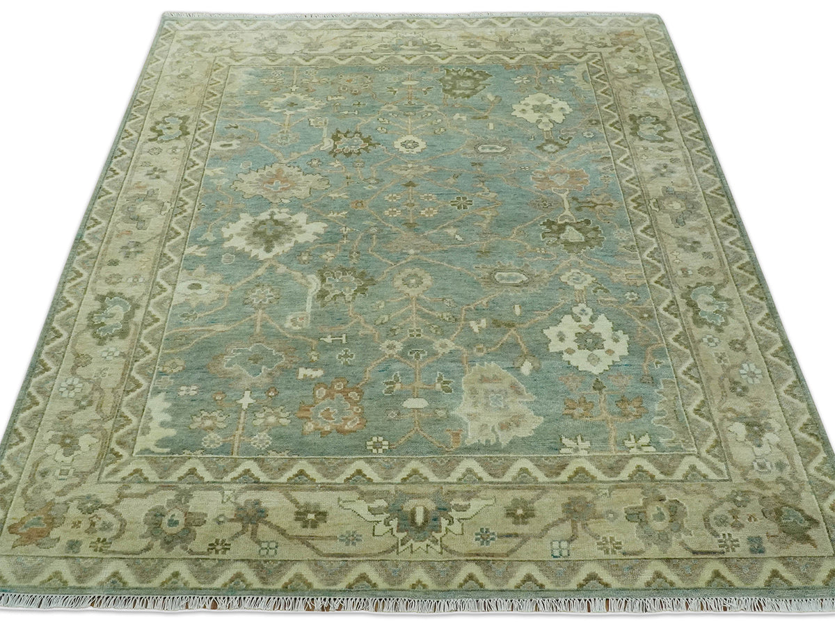 Hand-Knotted Traditional Rug | Oushak Design in Grey