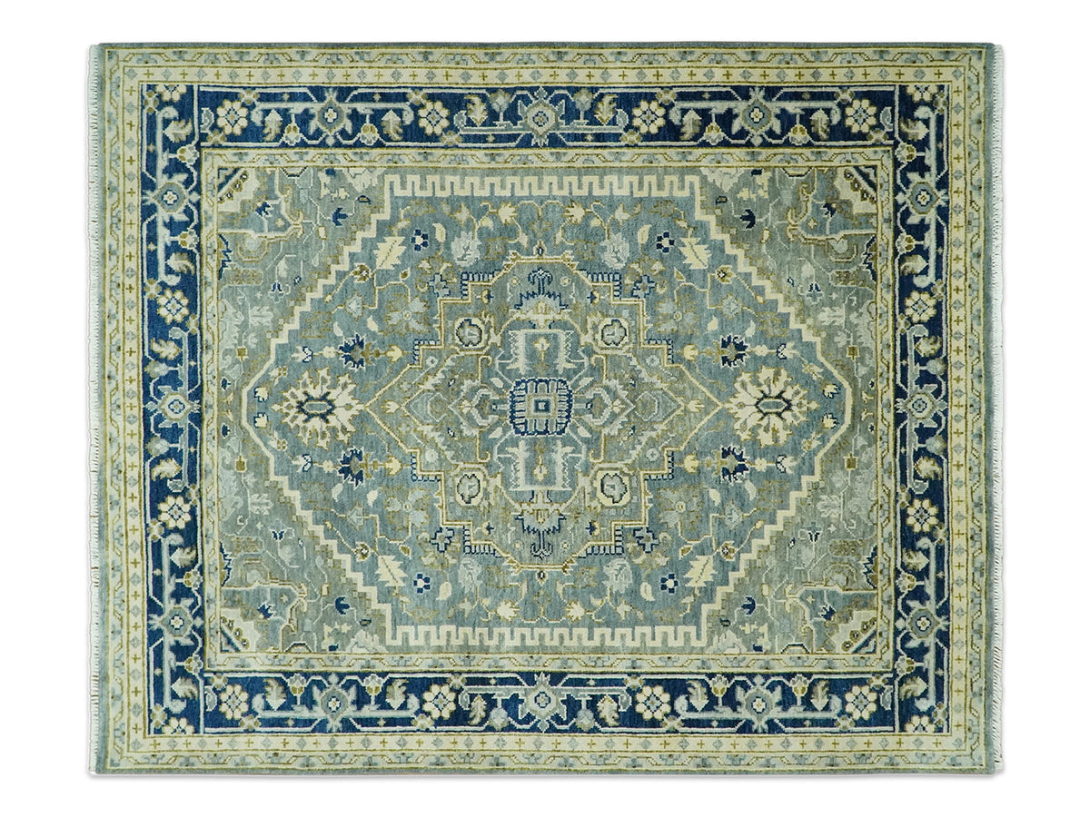 Hand-Knotted Traditional Rug | Heriz Design in Grey