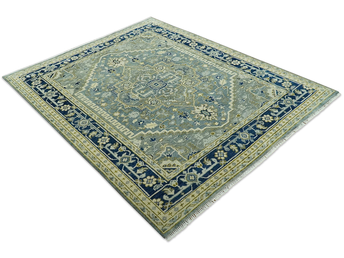 Hand-Knotted Traditional Rug | Heriz Design in Grey