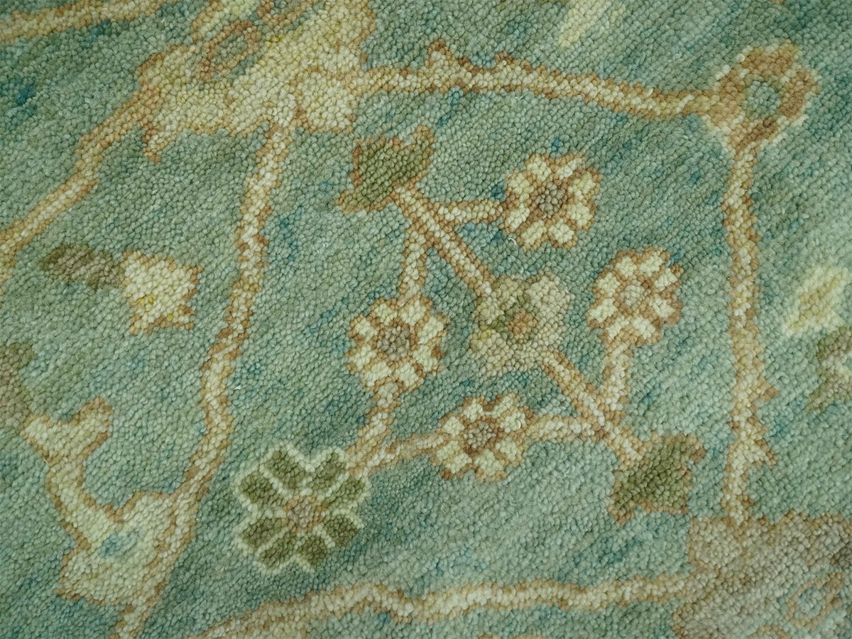Hand-Knotted Traditional Rug | Oushak Design in Green