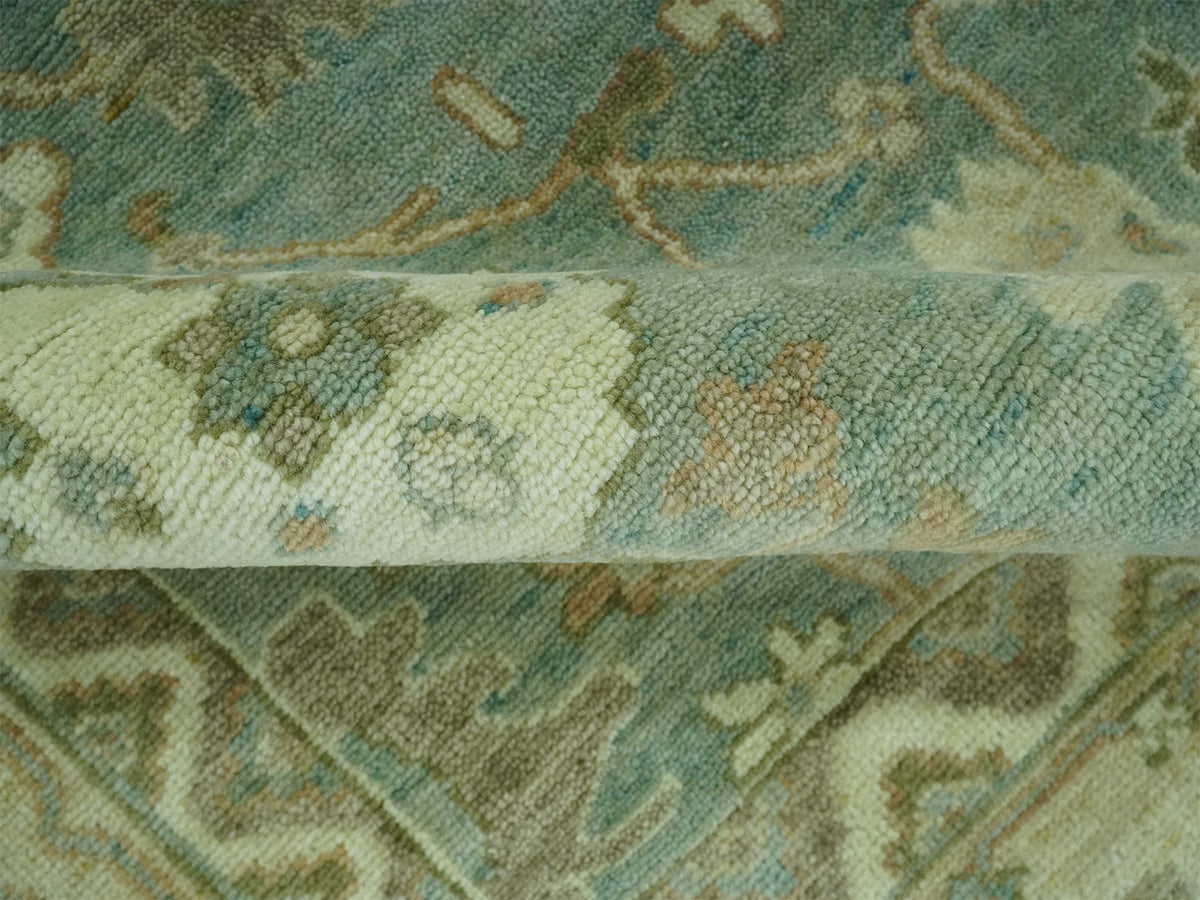Hand-Knotted Traditional Rug | Oushak Design in Green