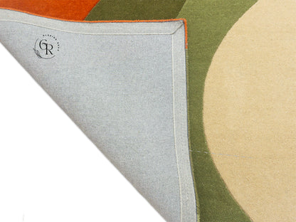 Abstract Wave Wool Rug | Beige Rust Green Gold 8x10 Rug