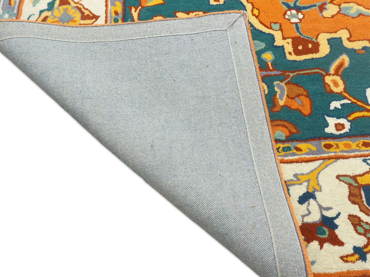 Hand Tufted Serapi Rug | Traditional Orange Blue Oriental Wool Area Rug