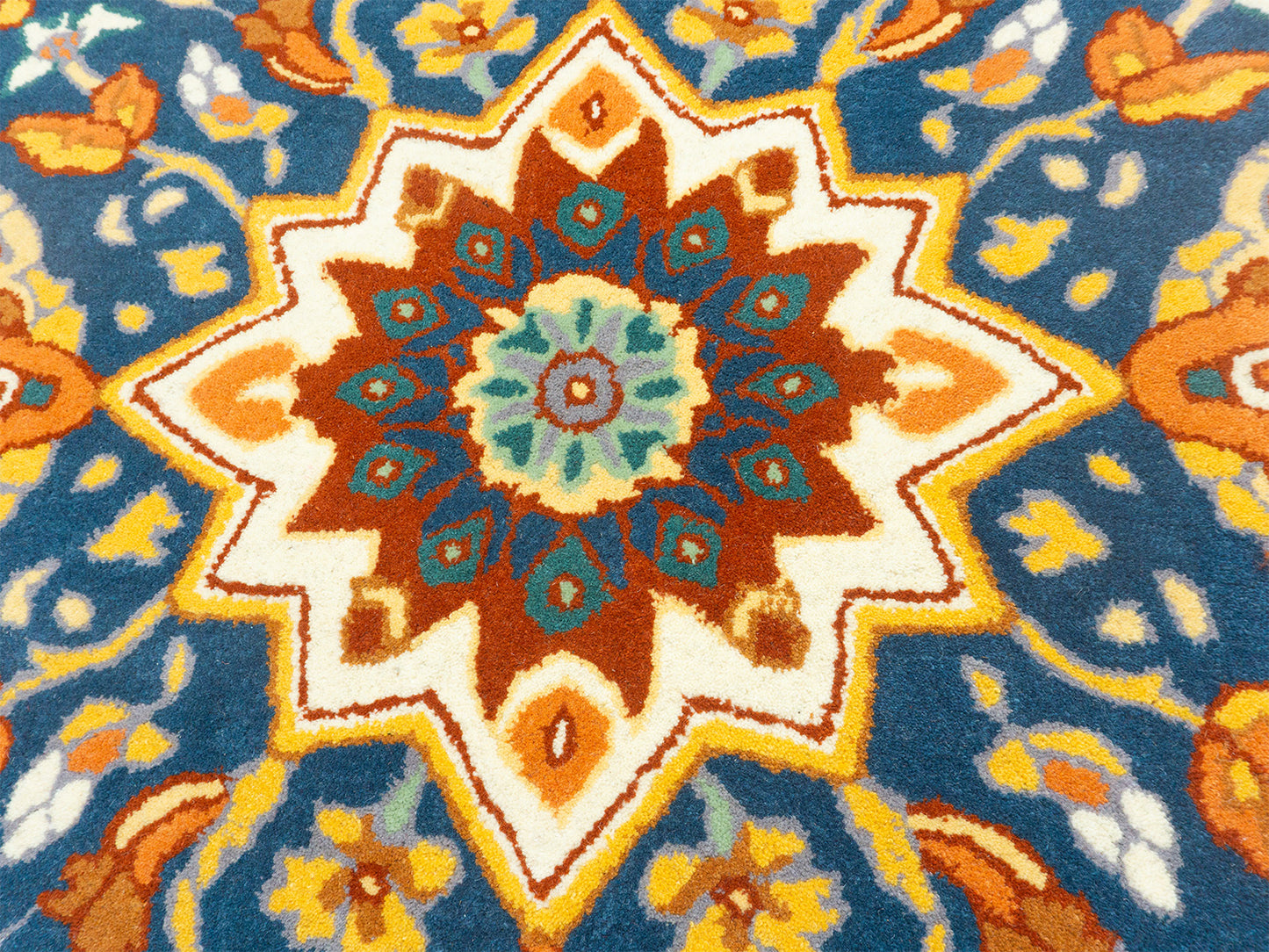Hand Tufted Serapi Rug | Traditional Orange Blue Oriental Wool Area Rug