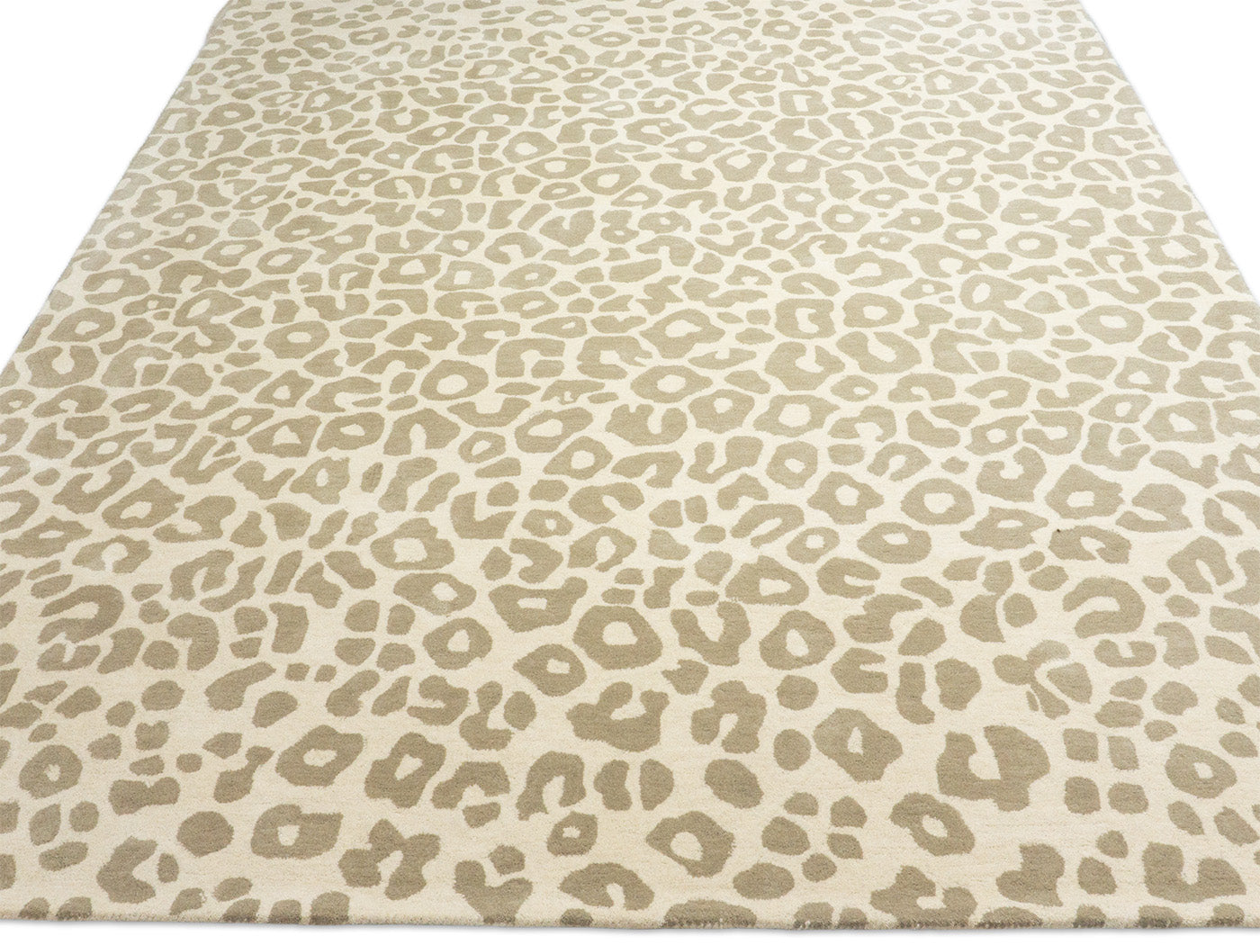 Handmade Beige Leopard Print Rug | Neutral Animal Pattern