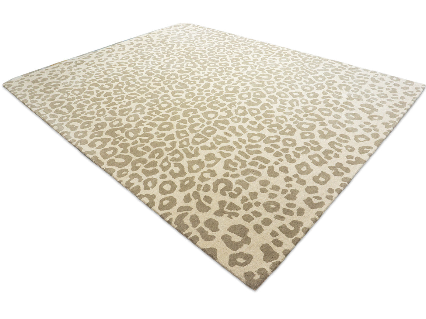Handmade Beige Leopard Print Rug | Neutral Animal Pattern