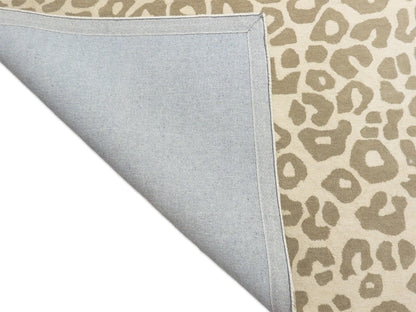 Handmade Beige Leopard Print Rug | Neutral Animal Pattern