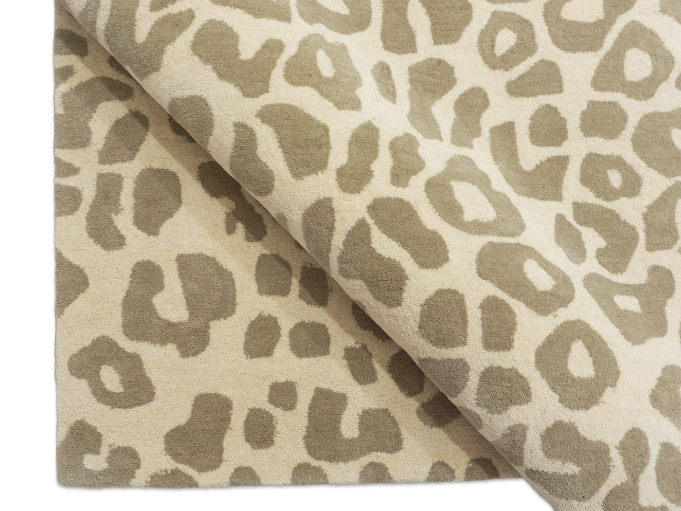 Handmade Beige Leopard Print Rug | Neutral Animal Pattern