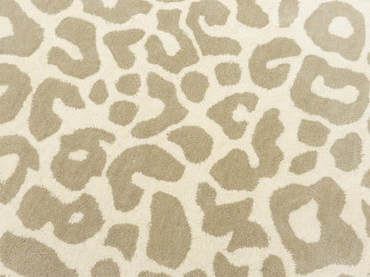Handmade Beige Leopard Print Rug | Neutral Animal Pattern