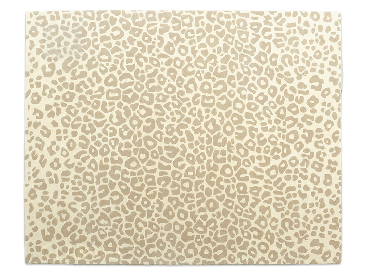 Handmade Beige Leopard Print Rug | Neutral Animal Pattern