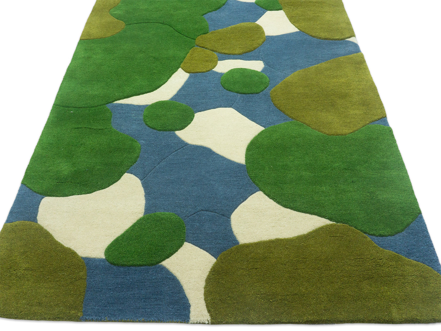 Abstract Green Wool Rug | Hand-Tufted Organic Modern Area Rug