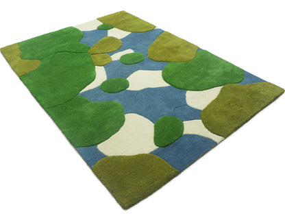 Abstract Green Wool Rug | Hand-Tufted Organic Modern Area Rug