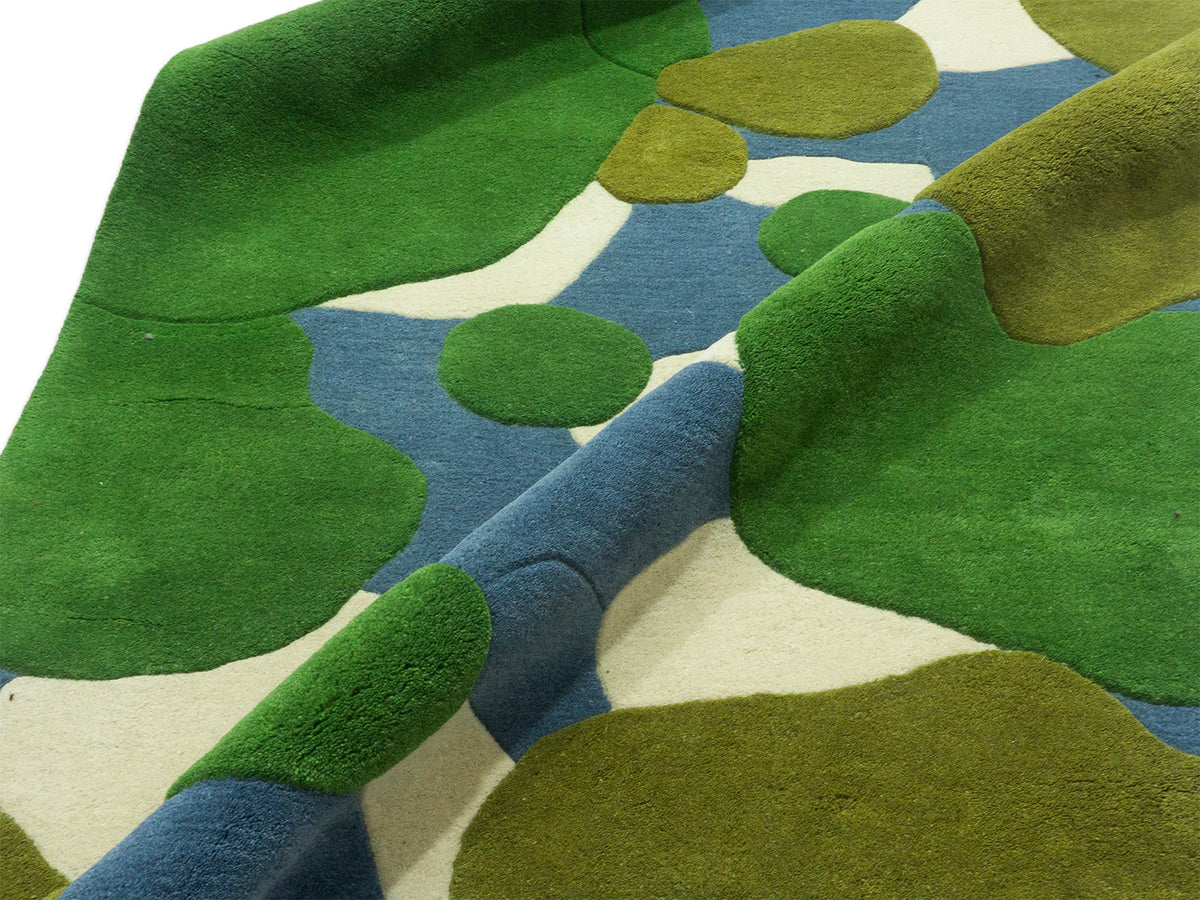 Abstract Green Wool Rug | Hand-Tufted Organic Modern Area Rug