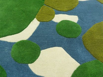 Abstract Green Wool Rug | Hand-Tufted Organic Modern Area Rug