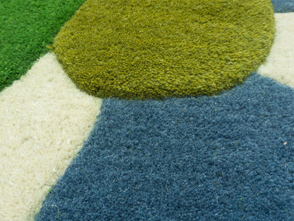Abstract Green Wool Rug | Hand-Tufted Organic Modern Area Rug