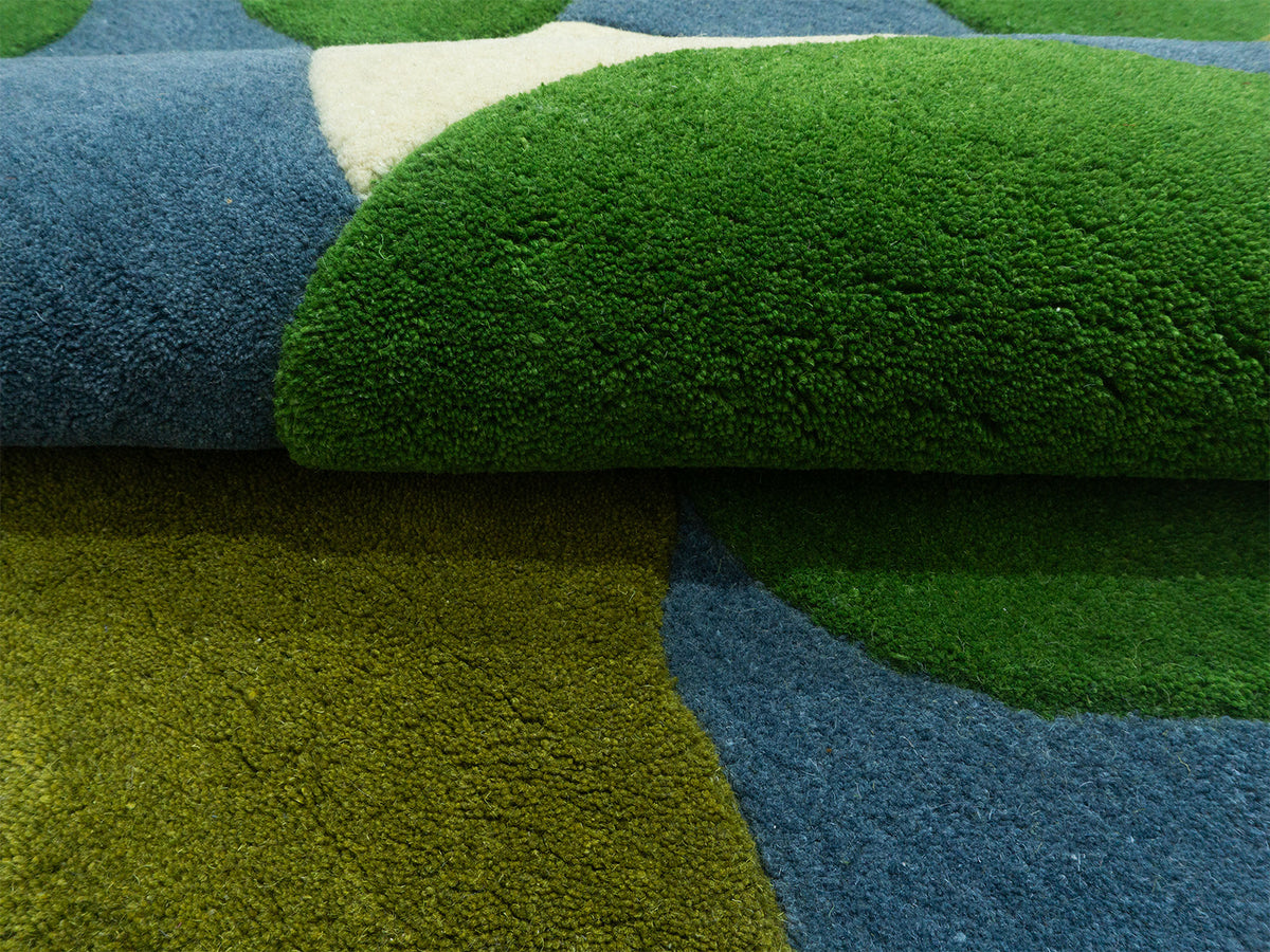 Abstract Green Wool Rug | Hand-Tufted Organic Modern Area Rug