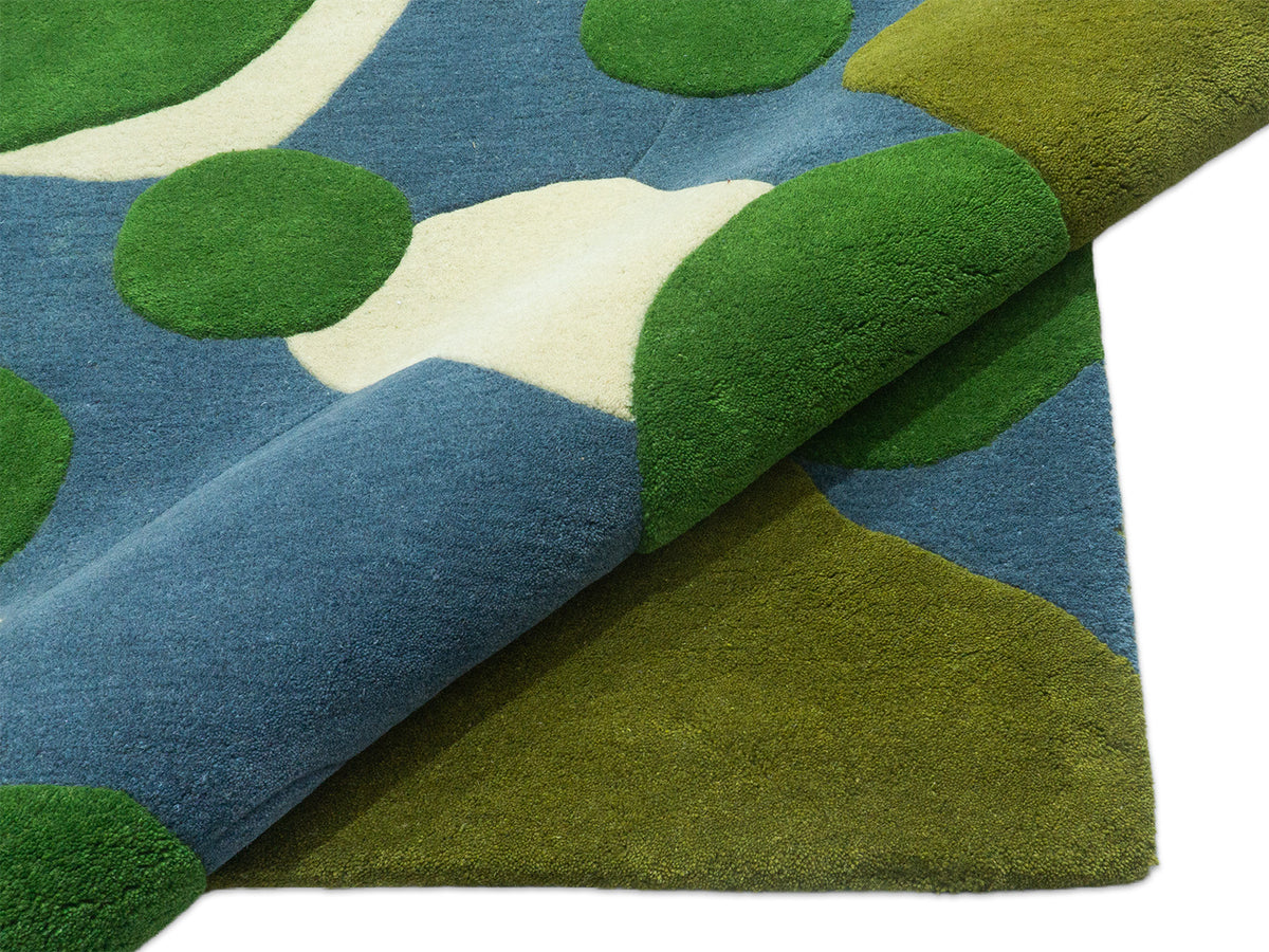 Abstract Green Wool Rug | Hand-Tufted Organic Modern Area Rug