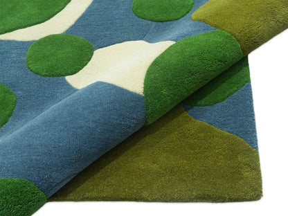 Abstract Green Wool Rug | Hand-Tufted Organic Modern Area Rug