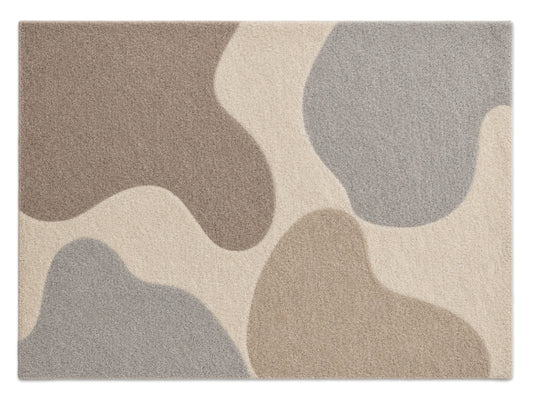Handmade Abstract Beige Brown Gray Wool Rug | Modern Organic Area Rug