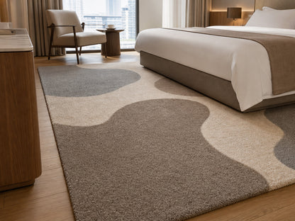 Handmade Abstract Beige Brown Gray Wool Rug | Modern Organic Area Rug