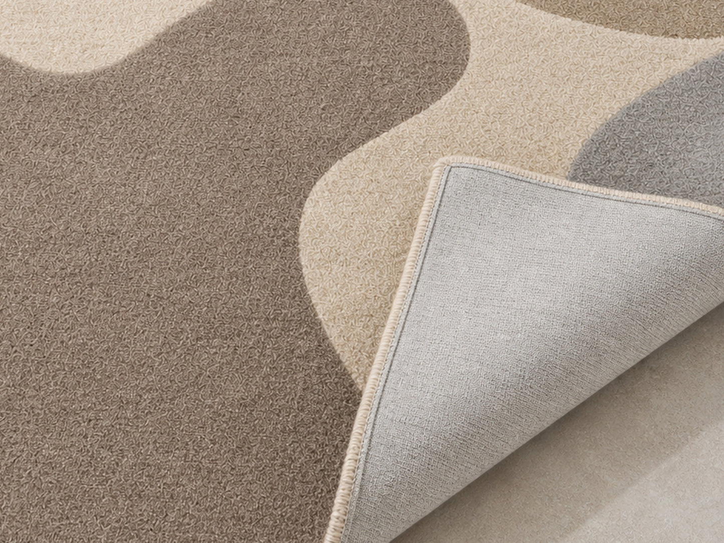 Handmade Abstract Beige Brown Gray Wool Rug | Modern Organic Area Rug