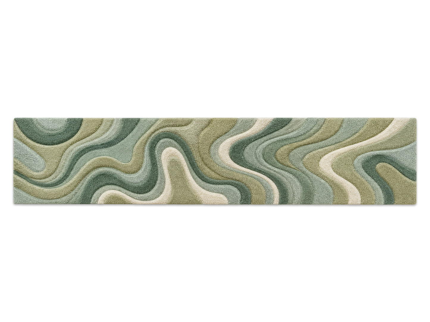 Hand Tufted Wool Abstract Rug | Teal Blue & Green Wavy Rug