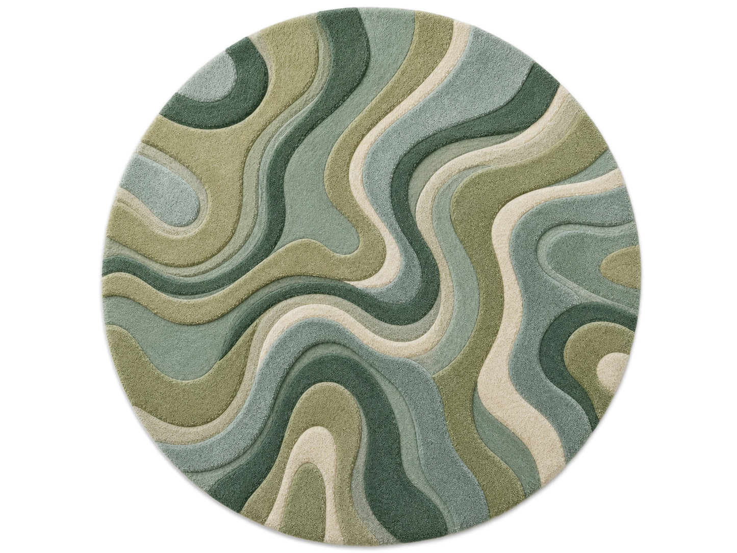 Hand Tufted Wool Abstract Rug | Teal Blue & Green Wavy Rug