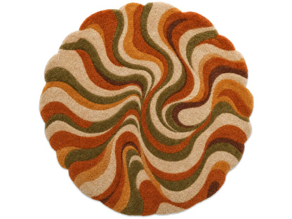 Hand Tufted Abstract Wool Rug | Retro Orange Green Organic Area Rug