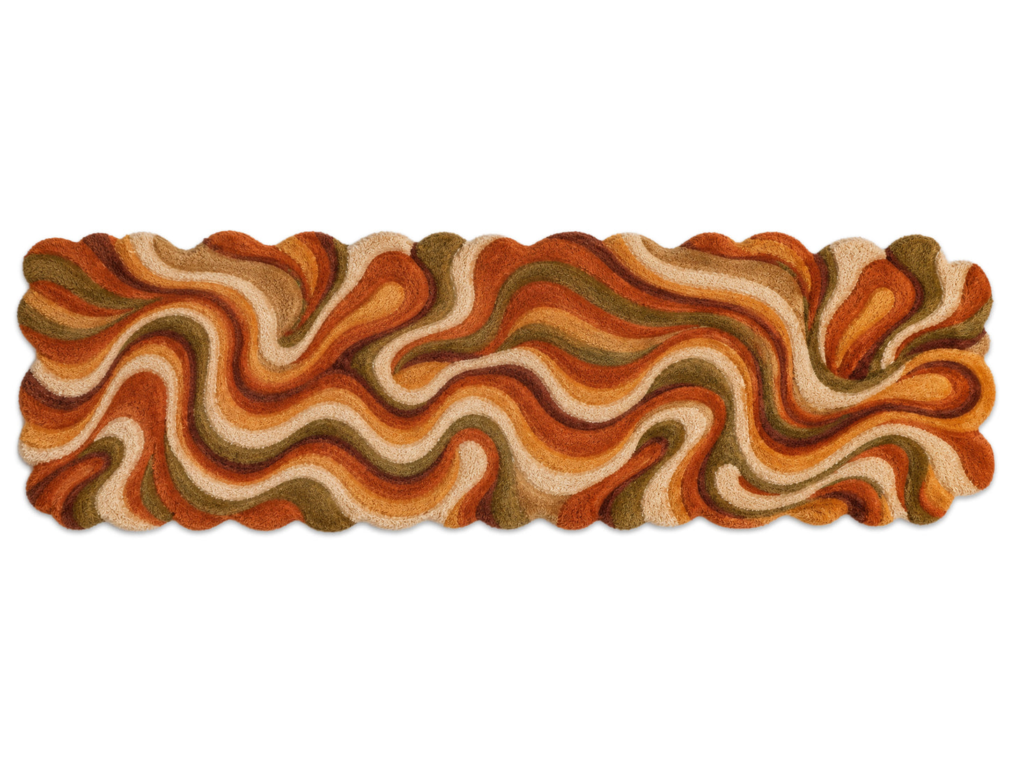 Hand Tufted Abstract Wool Rug | Retro Orange Green Organic Area Rug