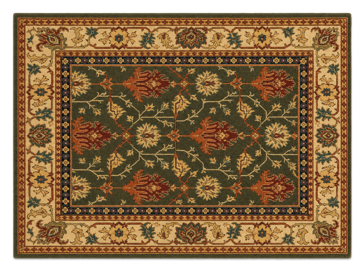 Hand Tufted Wool Rug |  Traditional Floral Oriental rug |Olive Green Persian Area Rug