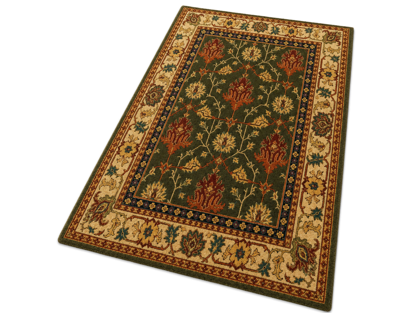 Hand Tufted Wool Rug |  Traditional Floral Oriental rug |Olive Green Persian Area Rug