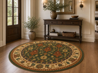 Hand Tufted Wool Rug |  Traditional Floral Oriental rug |Olive Green Persian Area Rug