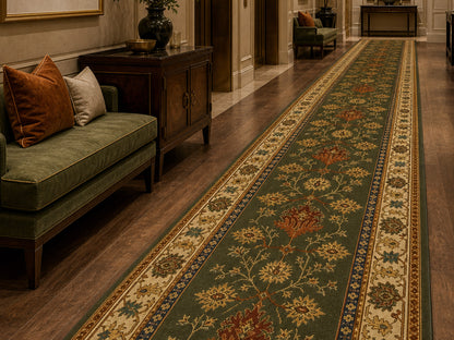 Hand Tufted Wool Rug |  Traditional Floral Oriental rug |Olive Green Persian Area Rug