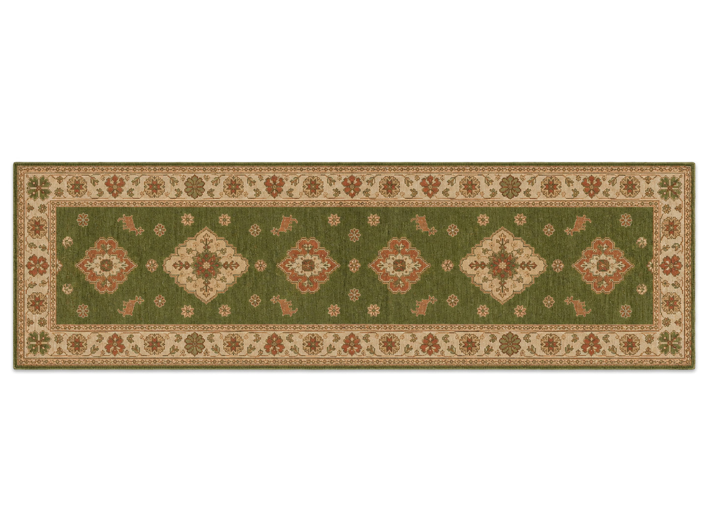 Hand Tufted Wool Rug| Olive Green Persian Kazak Rug |Traditional Tribal  Area Rug