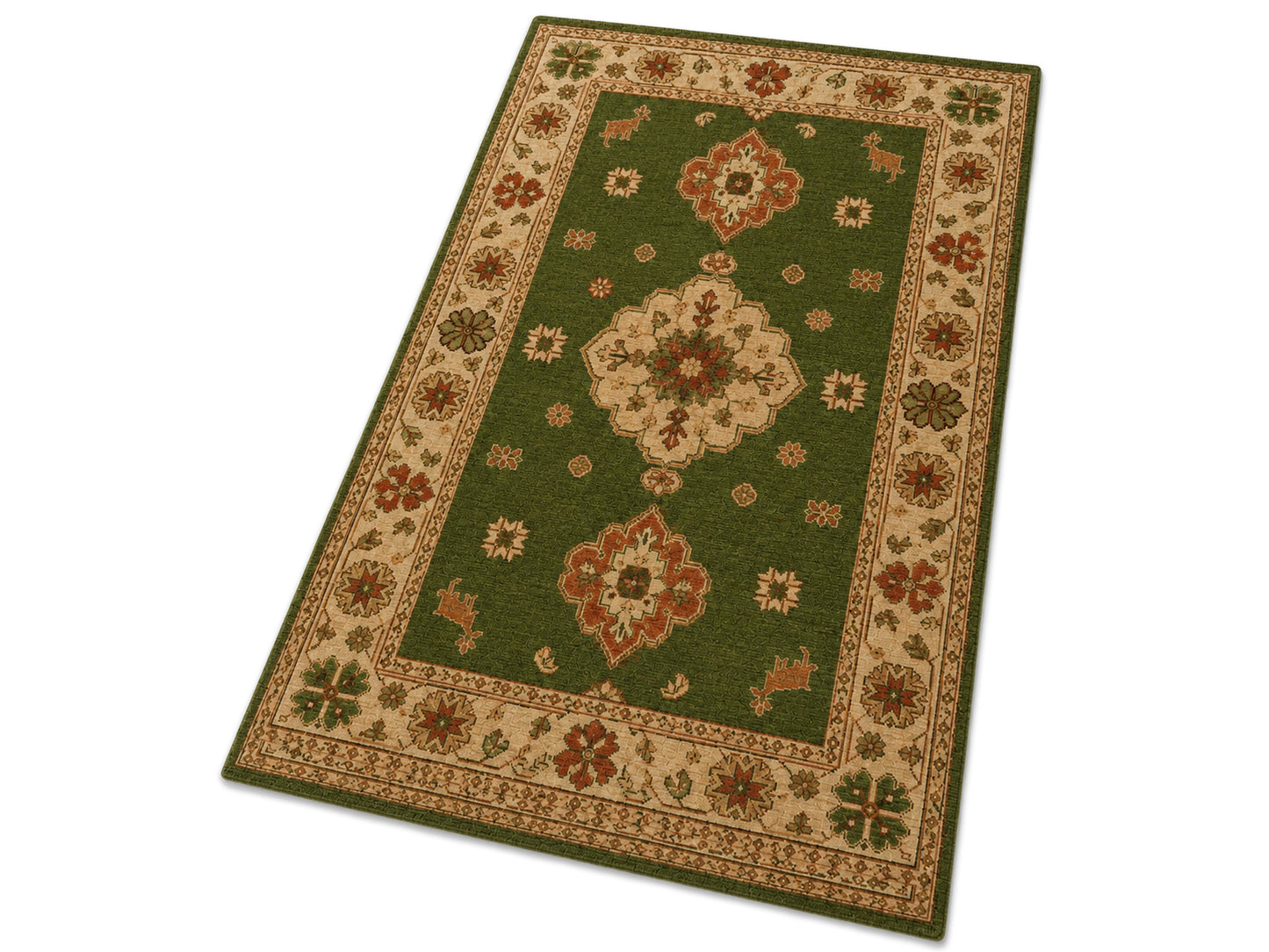 Hand Tufted Wool Rug| Olive Green Persian Kazak Rug |Traditional Tribal  Area Rug