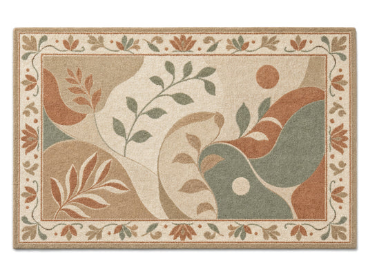 Hand Tufted Wool Rug| modern botanical abstract rug |Sage Green Terracotta Rug