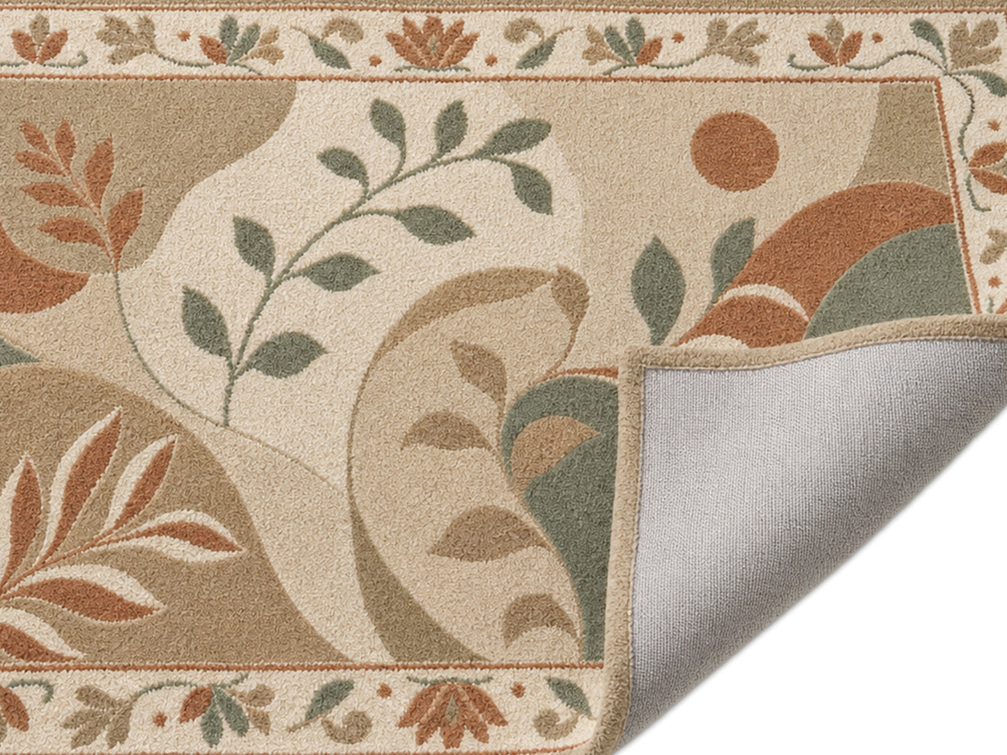 Hand Tufted Wool Rug| modern botanical abstract rug |Sage Green Terracotta Rug