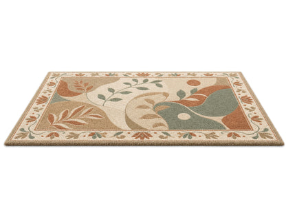 Hand Tufted Wool Rug| modern botanical abstract rug |Sage Green Terracotta Rug