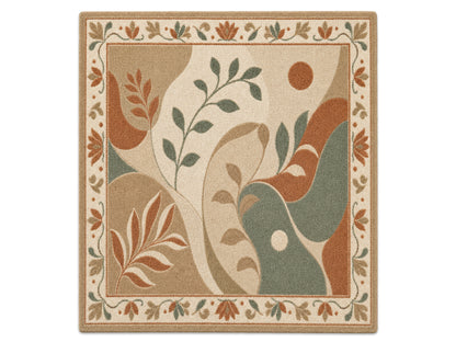 Hand Tufted Wool Rug| modern botanical abstract rug |Sage Green Terracotta Rug