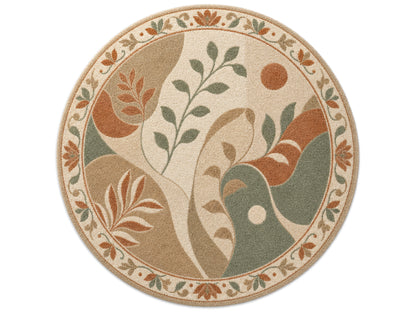 Hand Tufted Wool Rug| modern botanical abstract rug |Sage Green Terracotta Rug